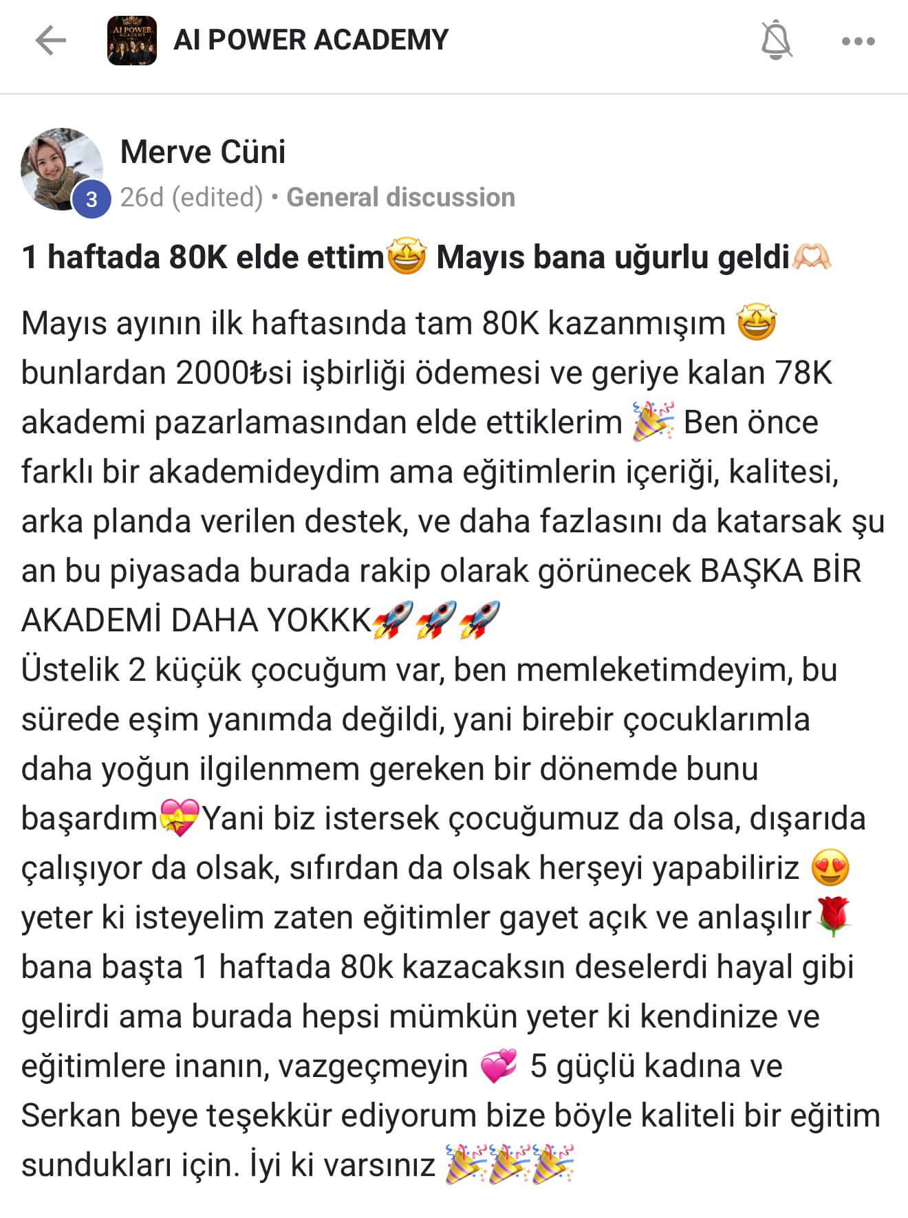AI Power Academy danışan yorumu - Merve Cüni