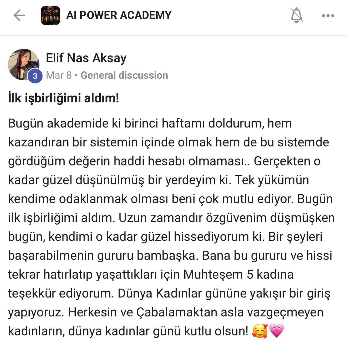 AI Power Academy danışan yorumu - Elif Nas Aksay