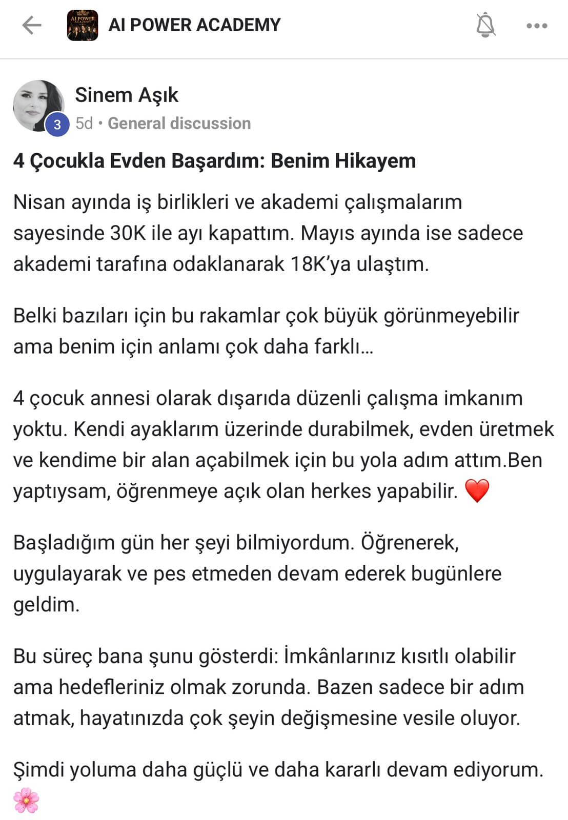 AI Power Academy danışan yorumu - Sinem Aşık