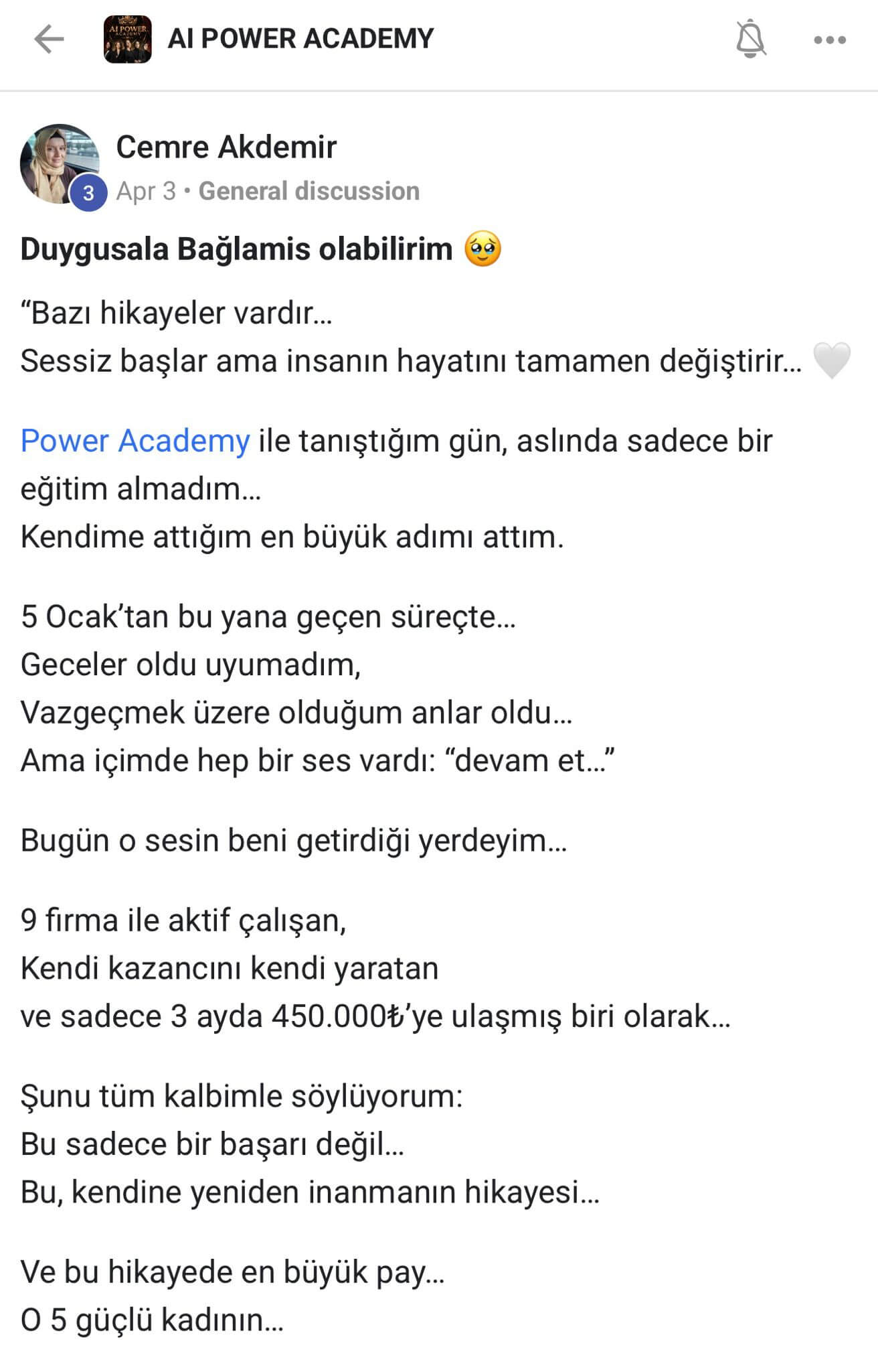 AI Power Academy danışan yorumu - Cemre Akdemir
